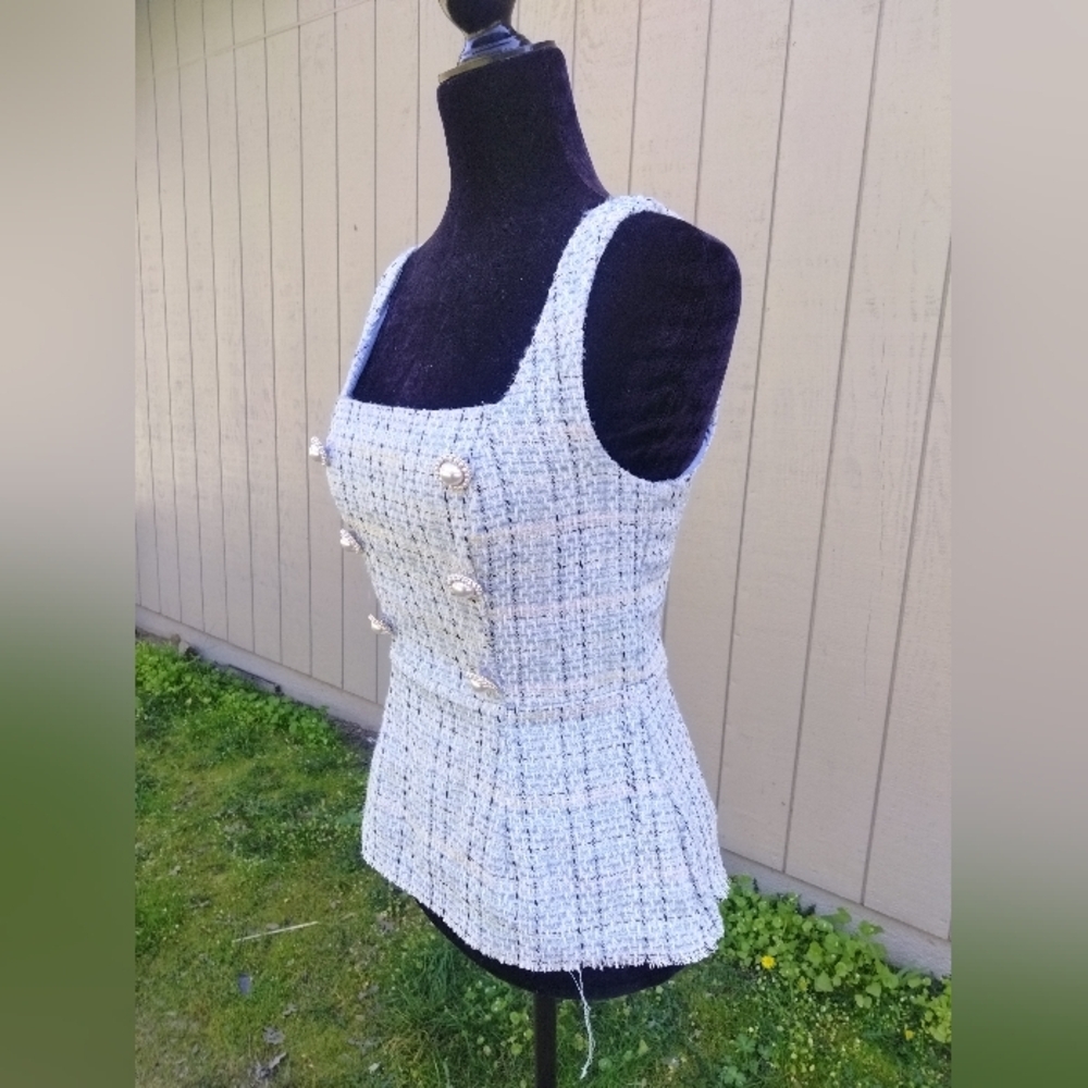 City Studio Chic Tweed Sleeveless Top